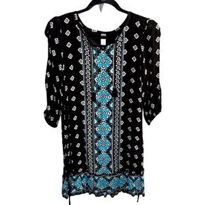 Justice Girl’s Beaded Embroidered Geometric Print Tassel Peasant Dress Size 14